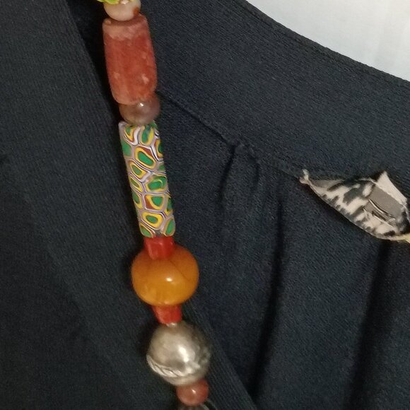 ❤️CUSTOM AFRICAN TRADE BEADS AMBER STERLING NECKLACE 13.5" DROP - Picture 3 of 9